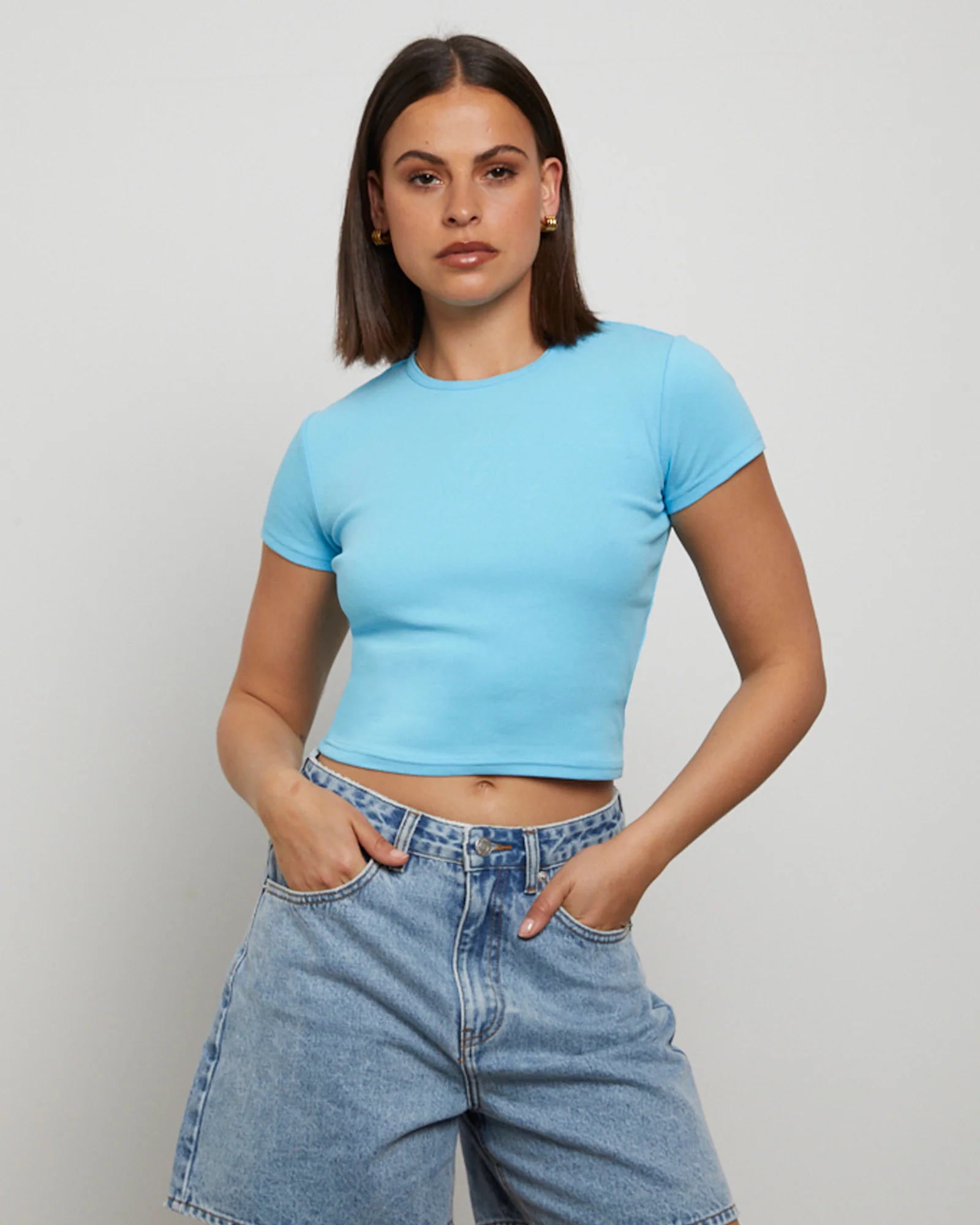 Baby Tee in Azure Blue