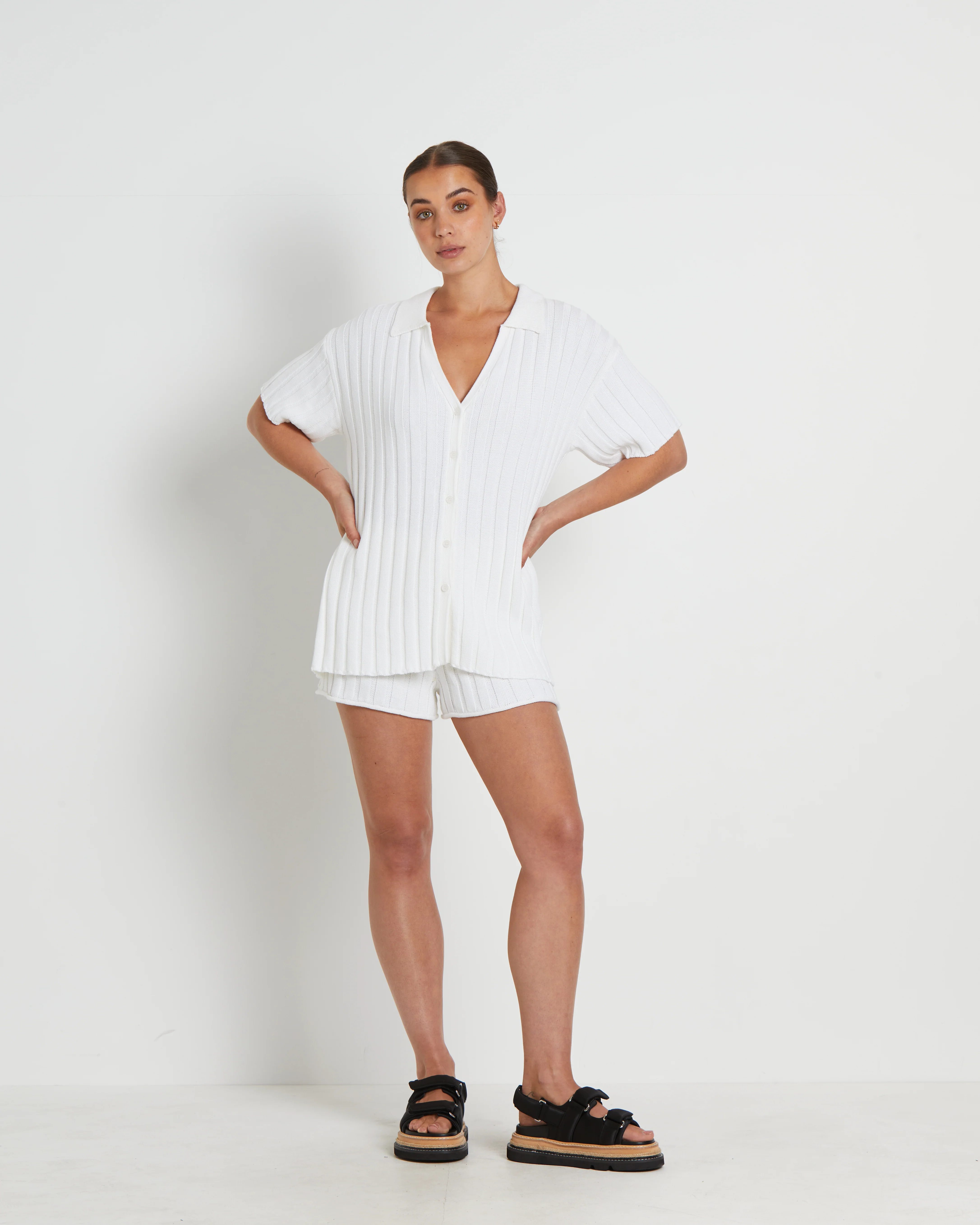 Bambi Button Short Sleeve Top