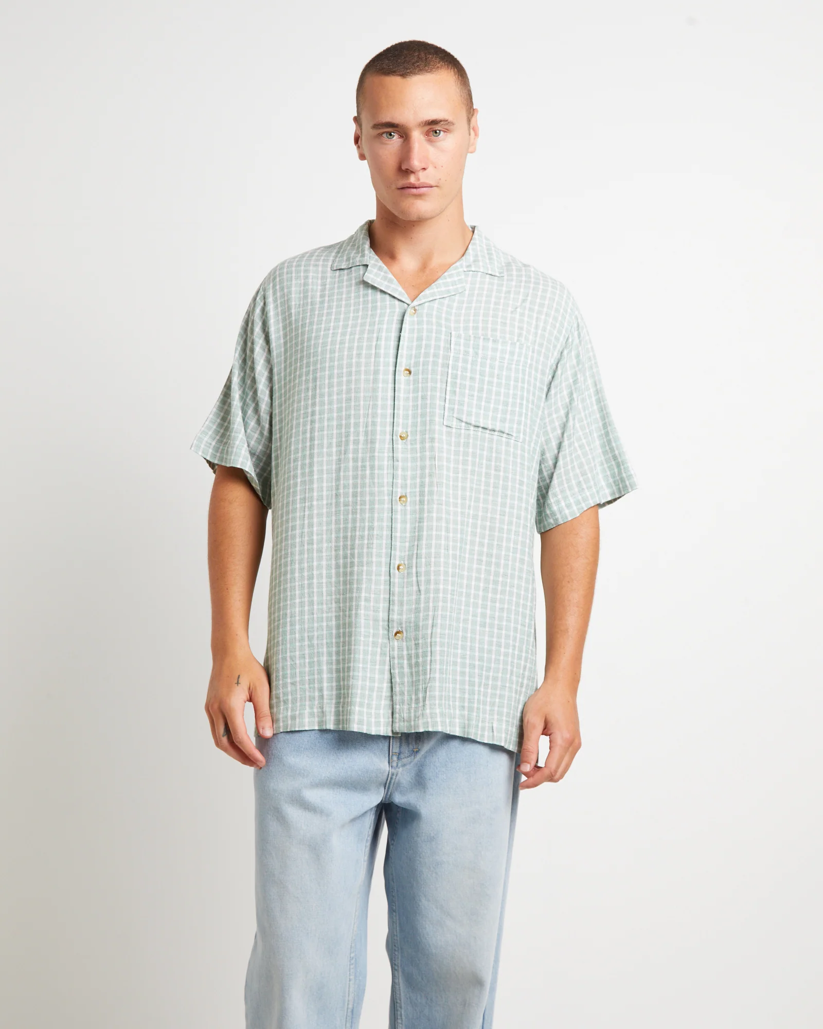 Bowler Short Sleeve Shirt in Moss Check