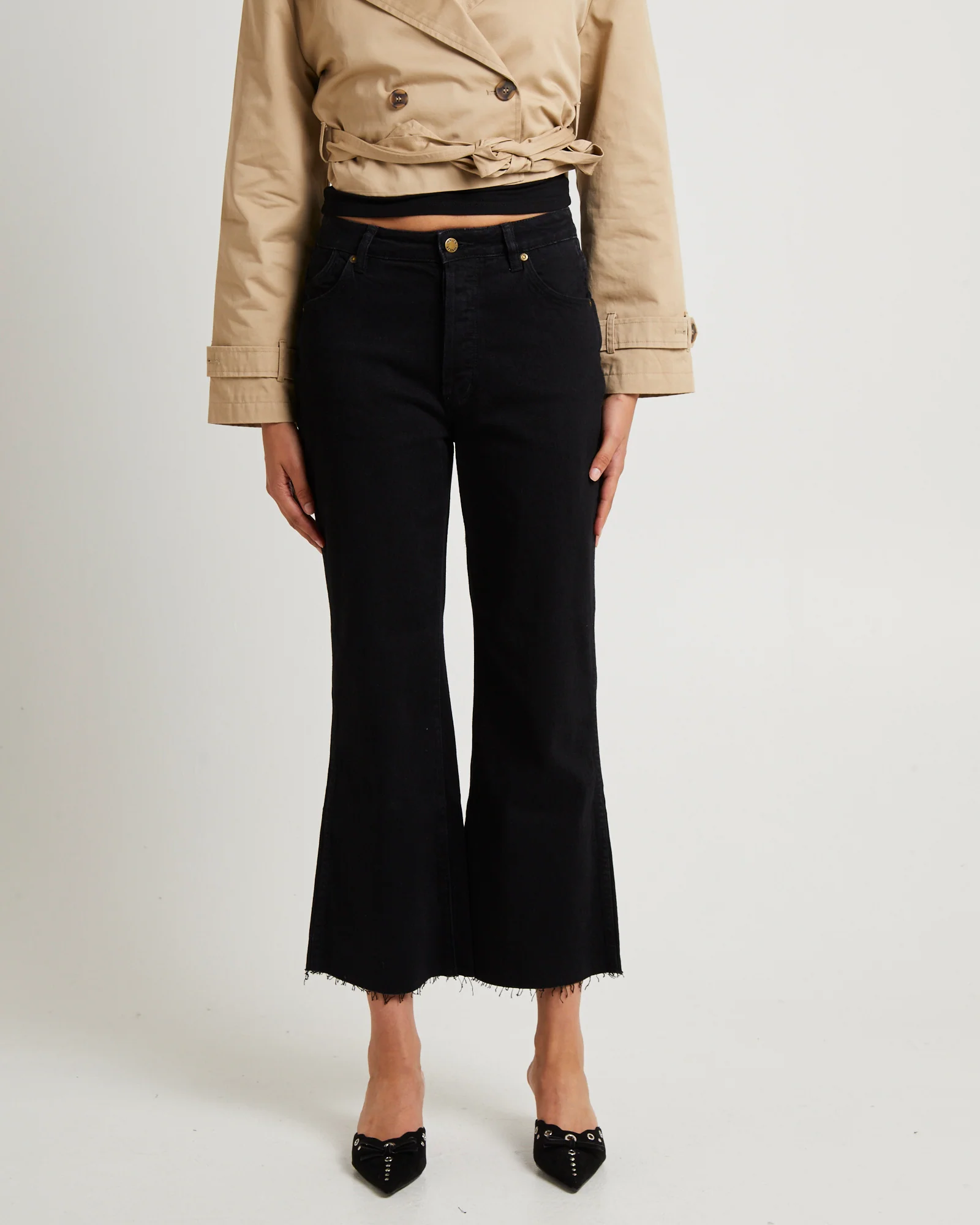 Classic Flare Crop Denim Jeans Jet
