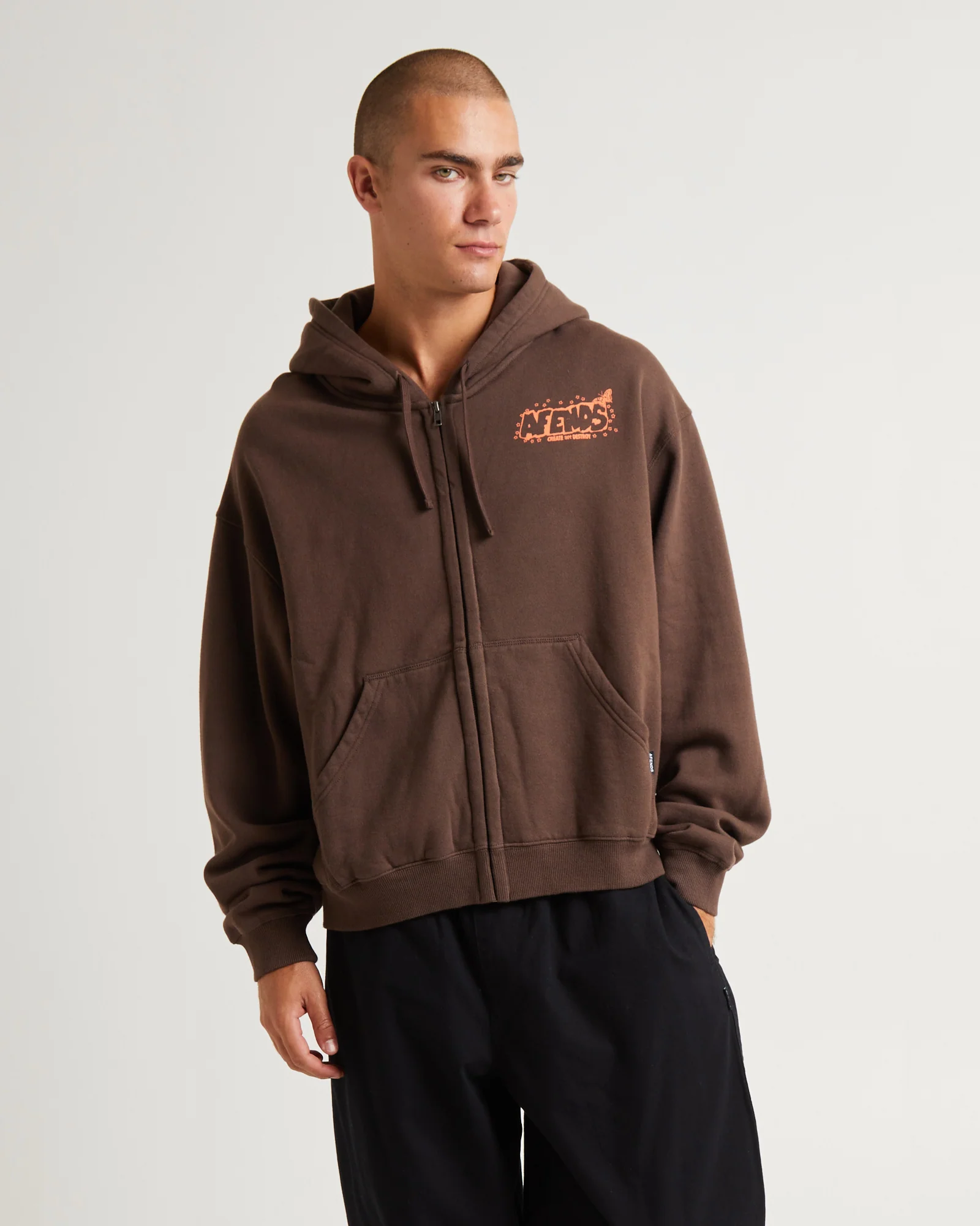 Cosmic Life Recycled Zip Hoodie Coffee