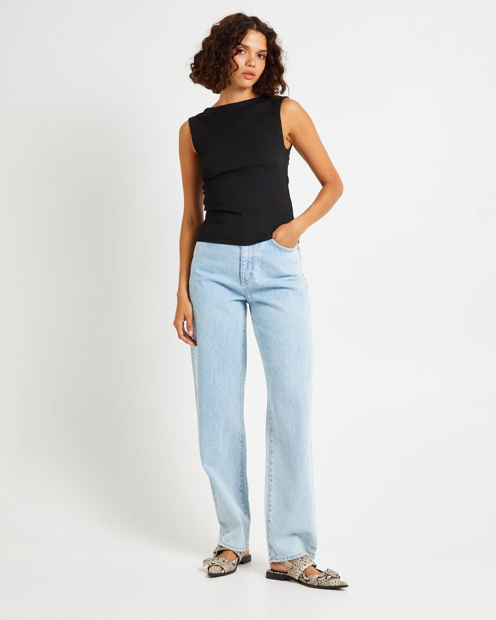 Crinkle 90s Top Black