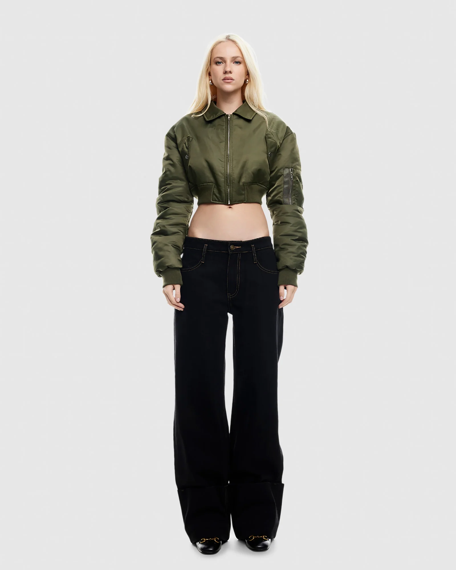 Essential Cropped Bomber Jacket