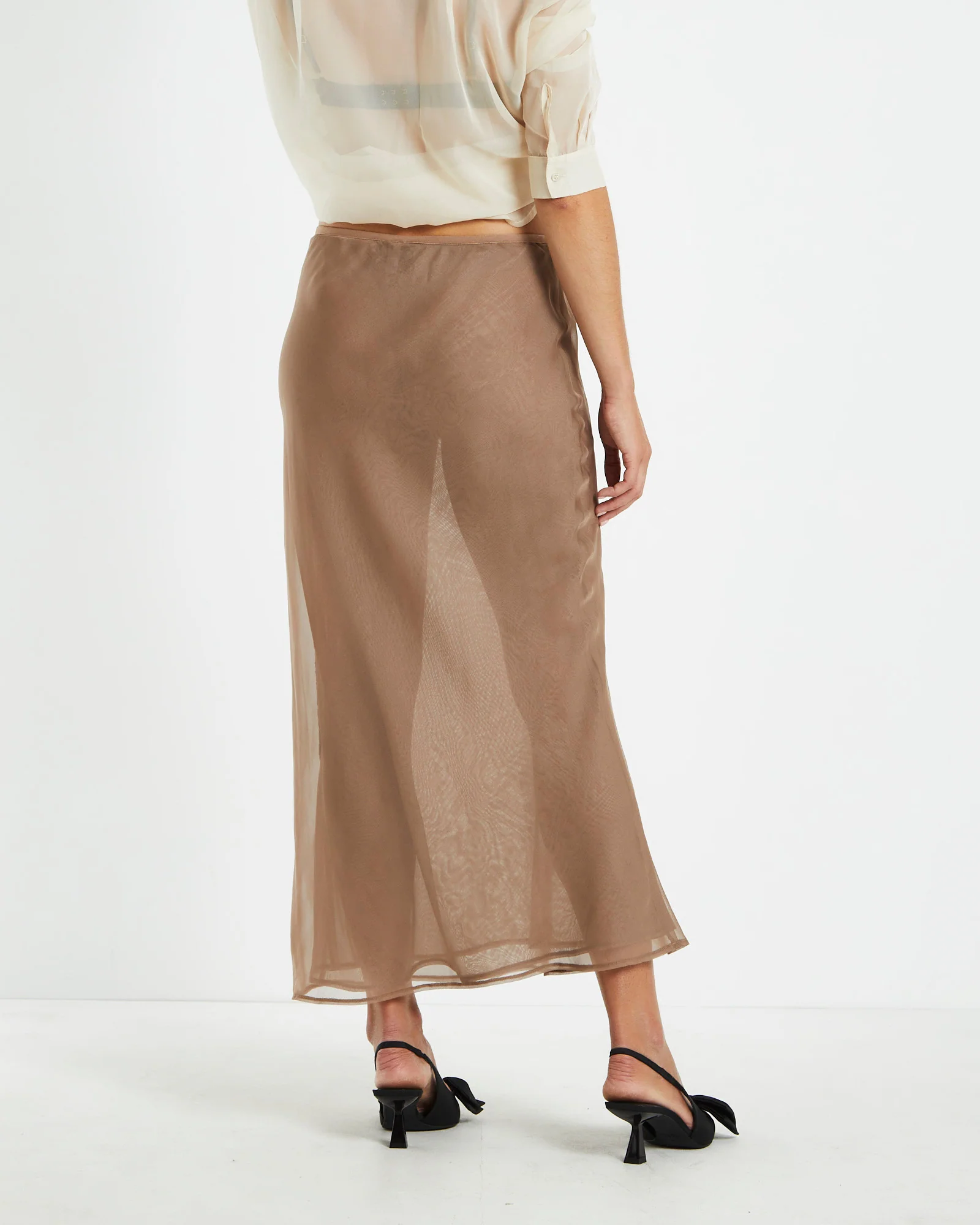 Faye Sheer Midi Skirt Brown - Image 2