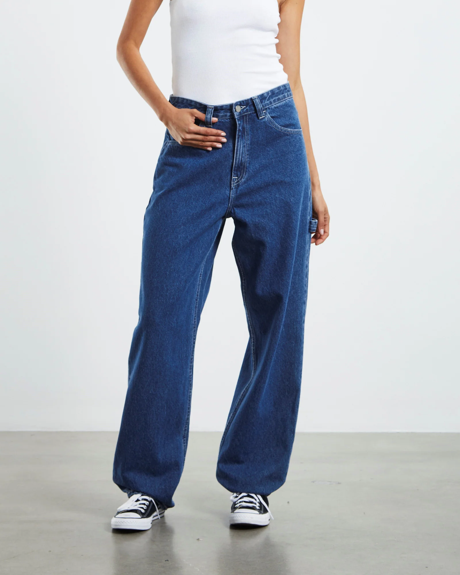 Faye Worker Denim Jeans Pebble Mid Stone