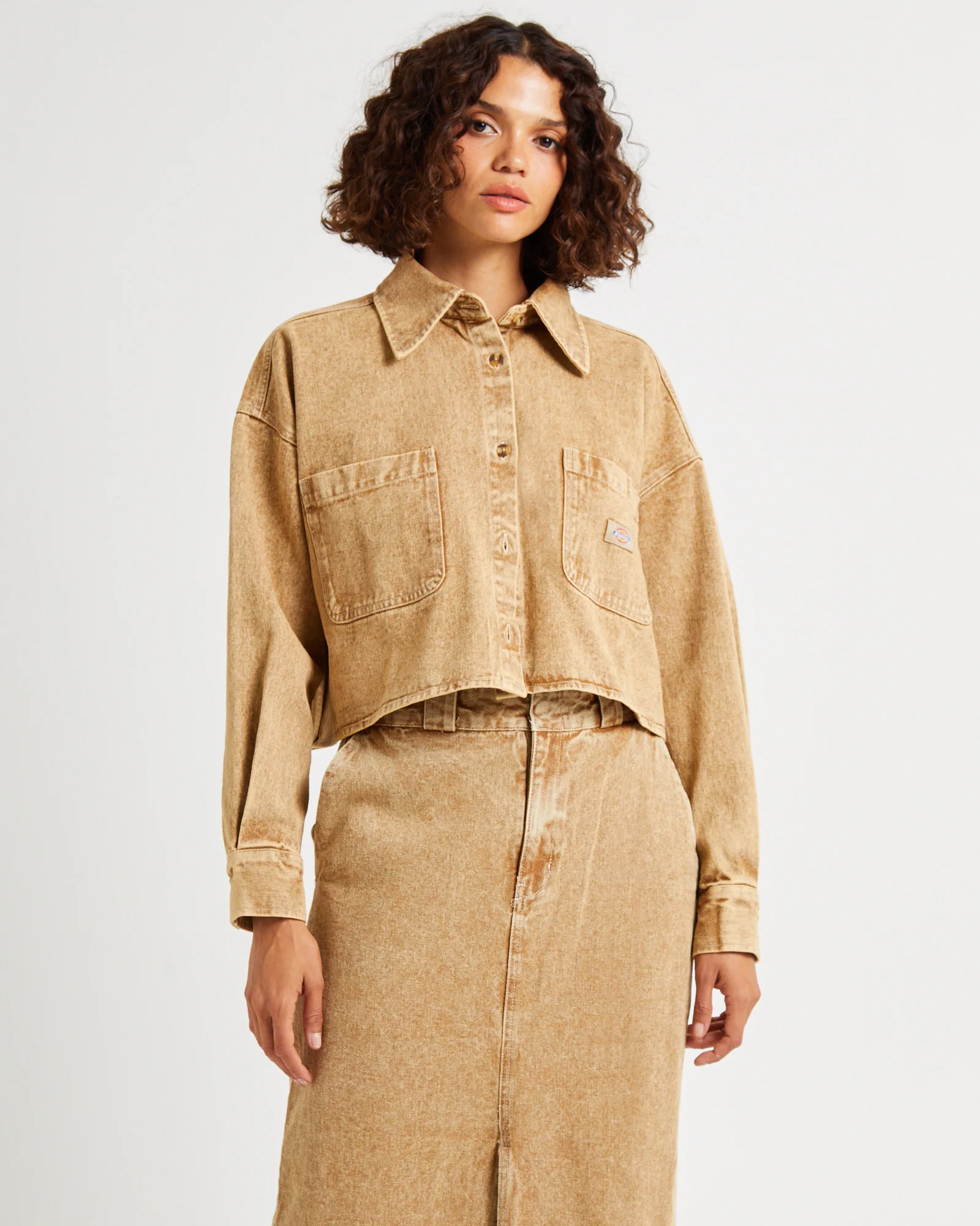 Florence Aged Denim Cropped Shacket