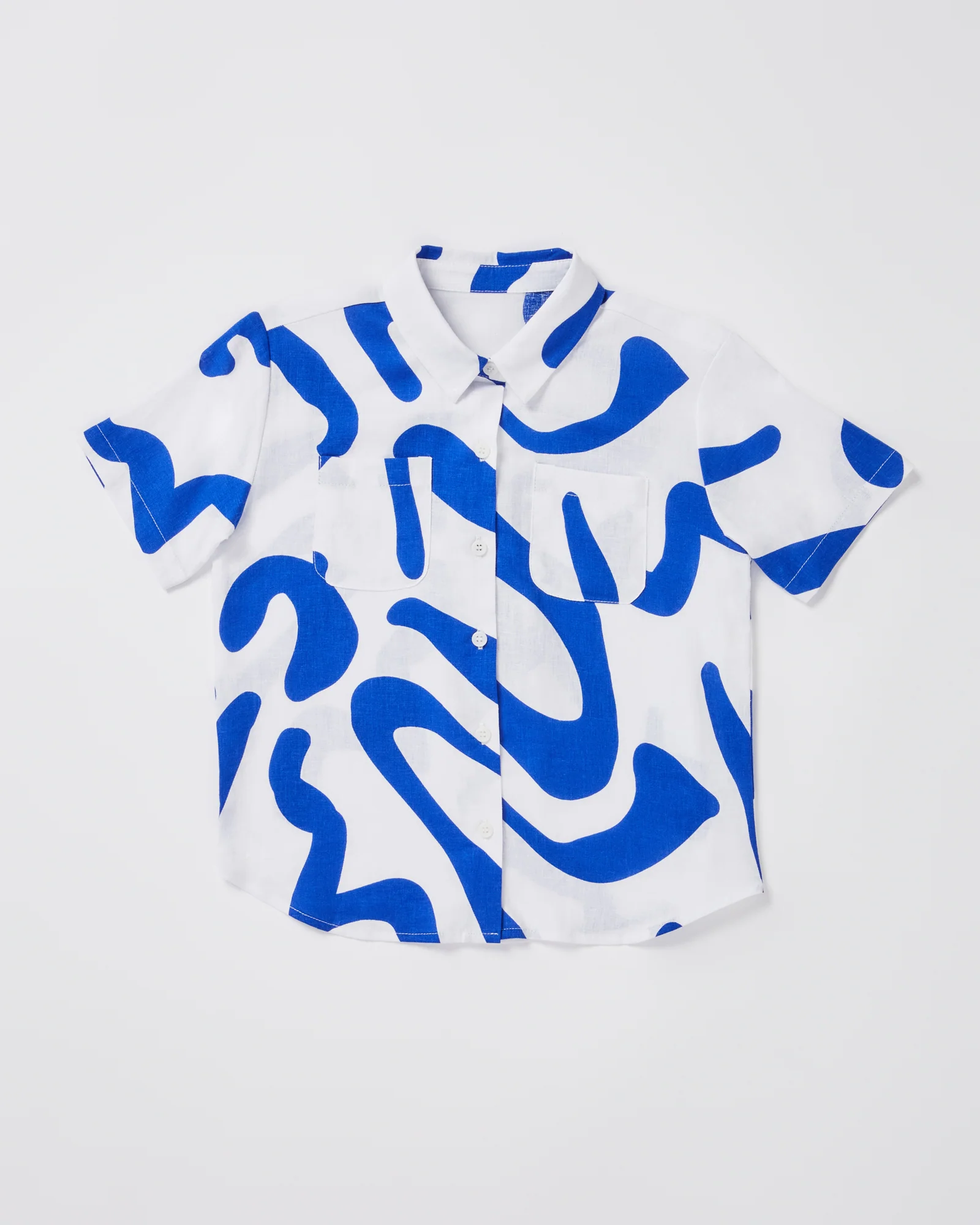Girls Charlie Swirl Short Sleeve Shirt in Blue - Image 2