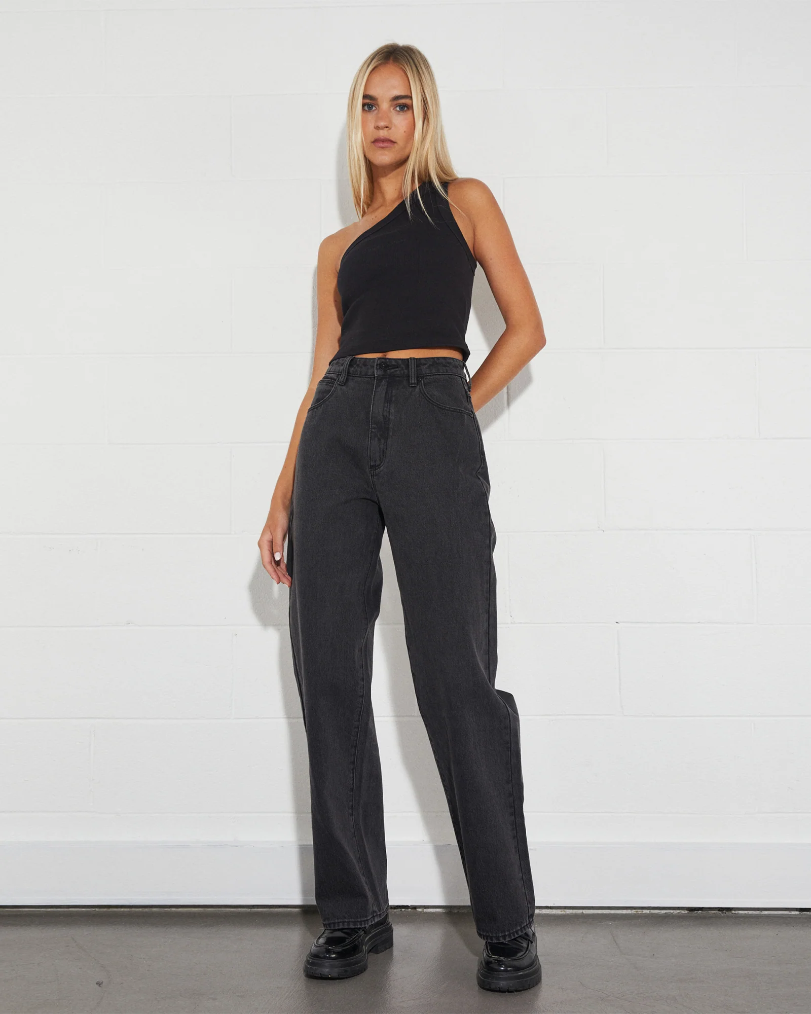 Heather One Shoulder in Black - Image 3