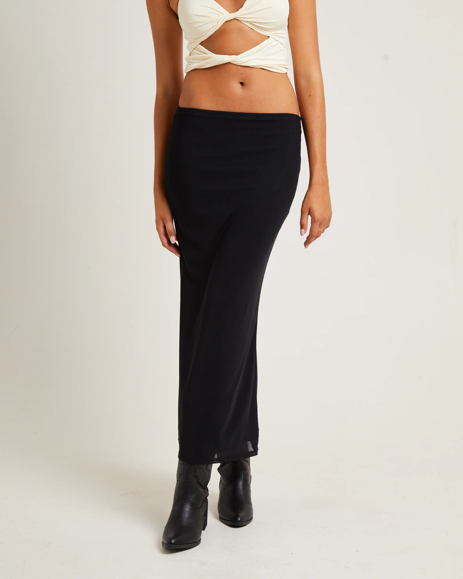 Marley Mesh Midi Skirt Black