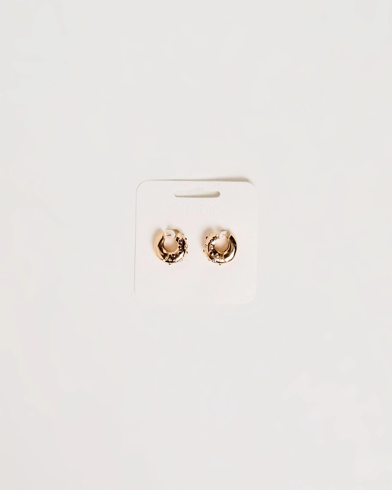 Metal And Stone Hoops Earrings