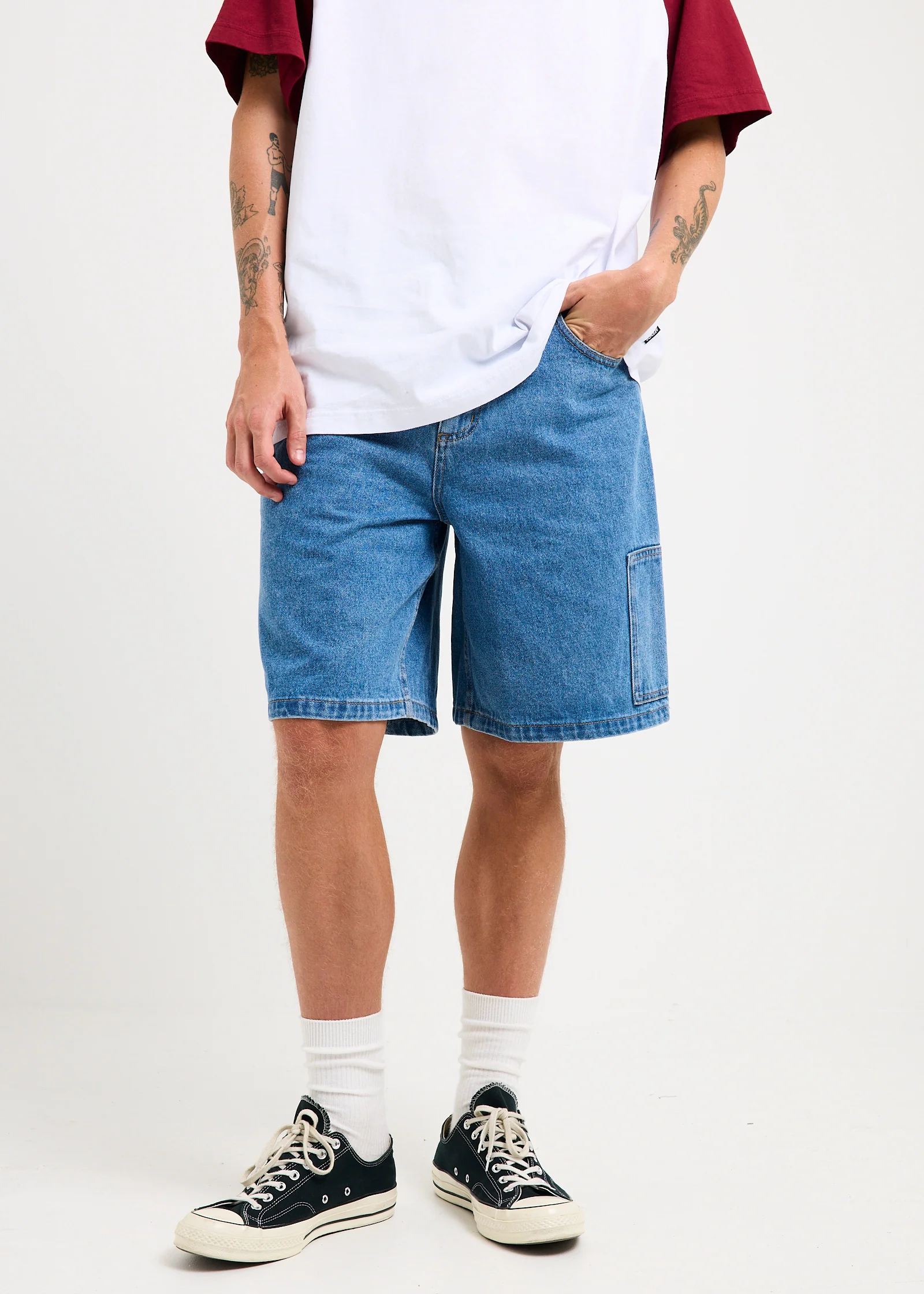 Scorched Harper Denim Baggy Fit Carpenter Shorts - Image 2