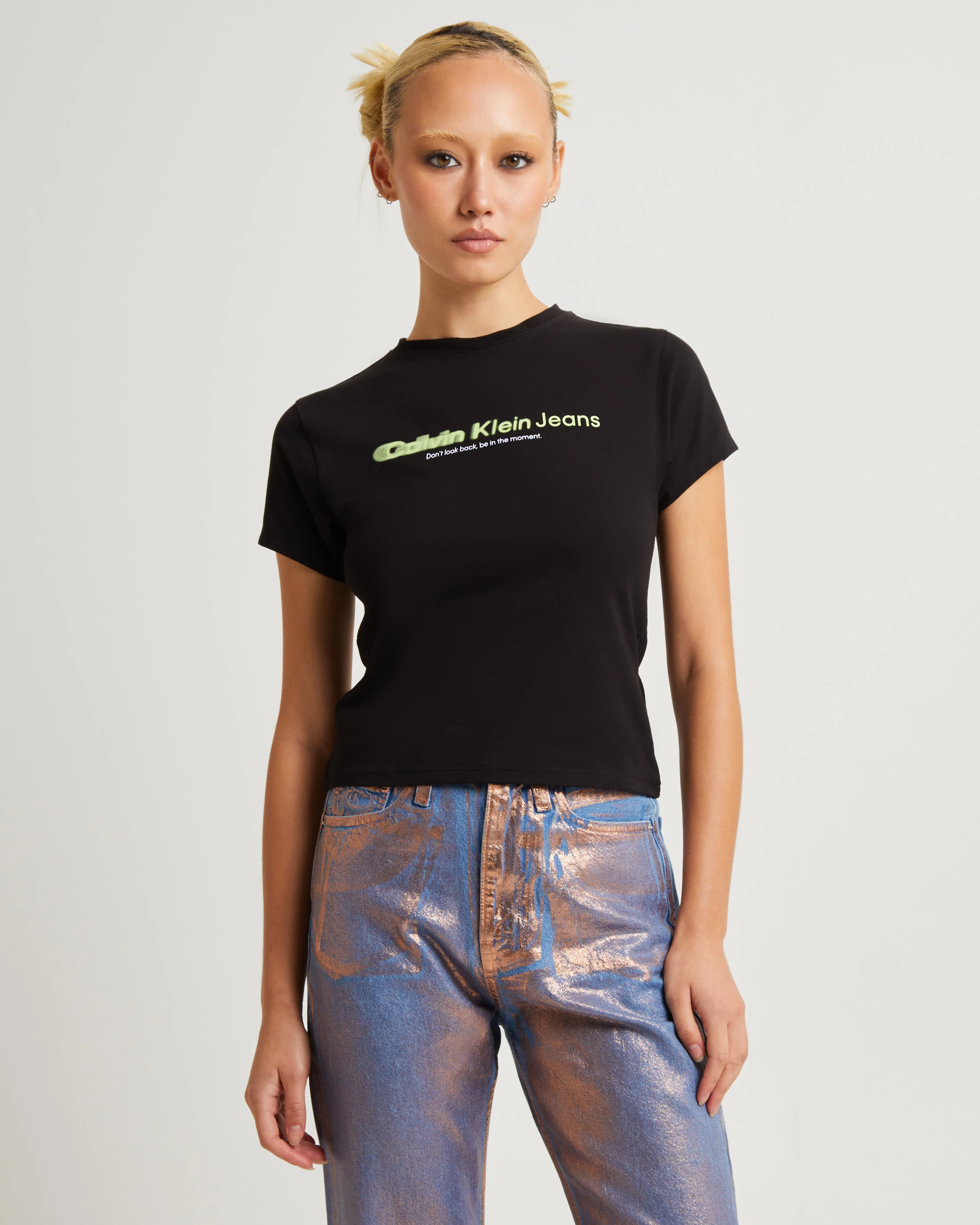Slogan Fitted Tee Black