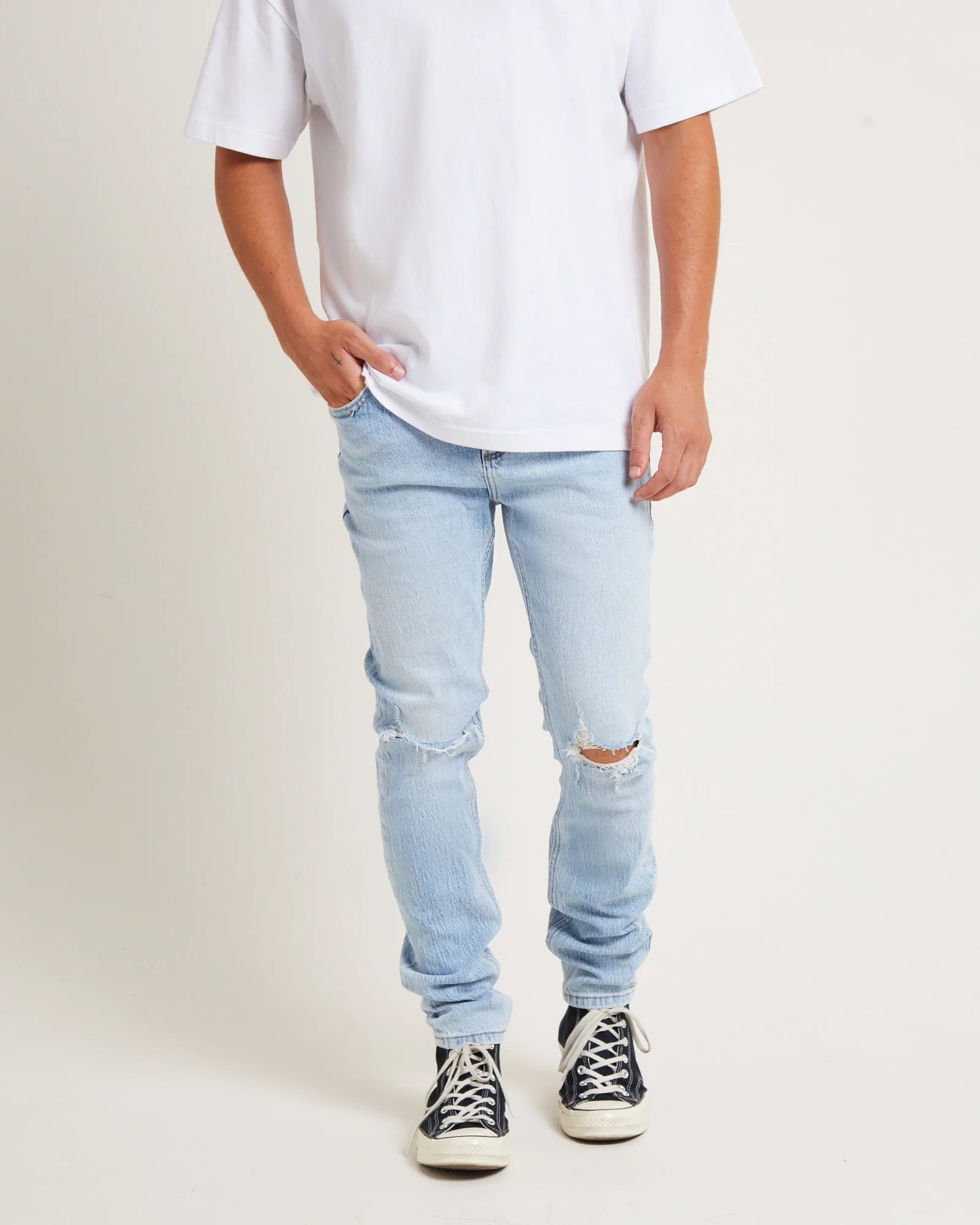 Stinger Crush Rip Slim Denim Jeans