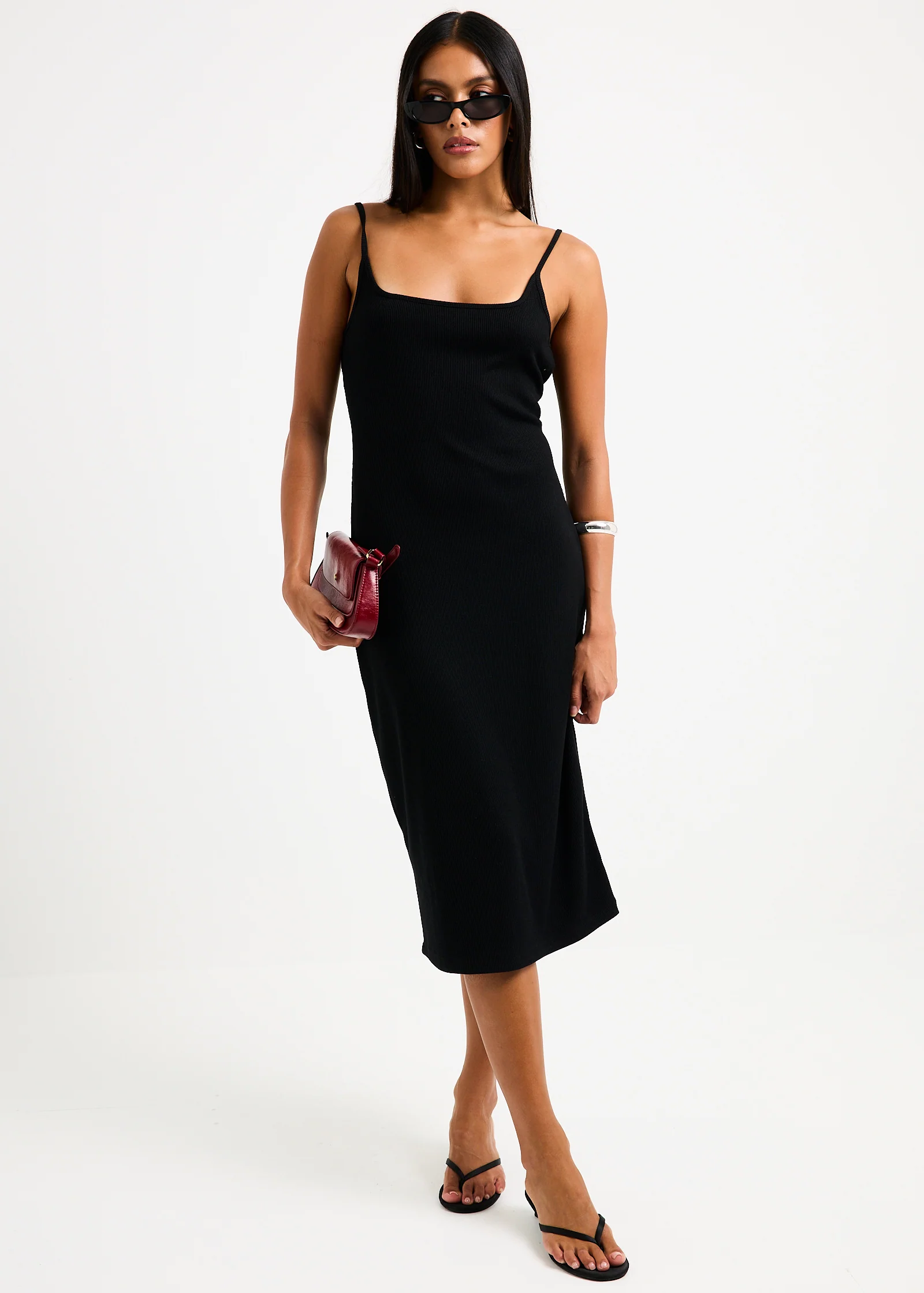 Straight Neck Midi Dress