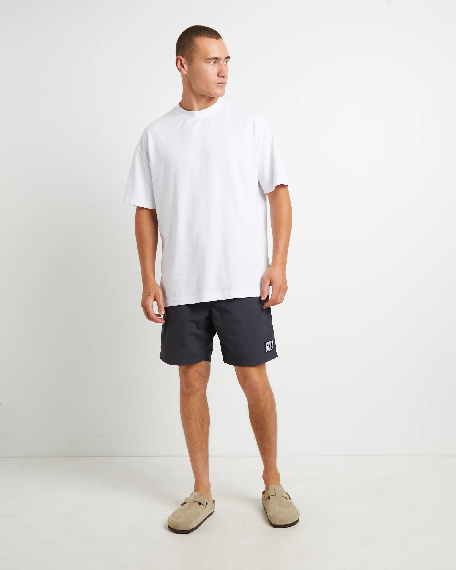 Surf Related Hemp Fixed Waist Swim Shorts in Black