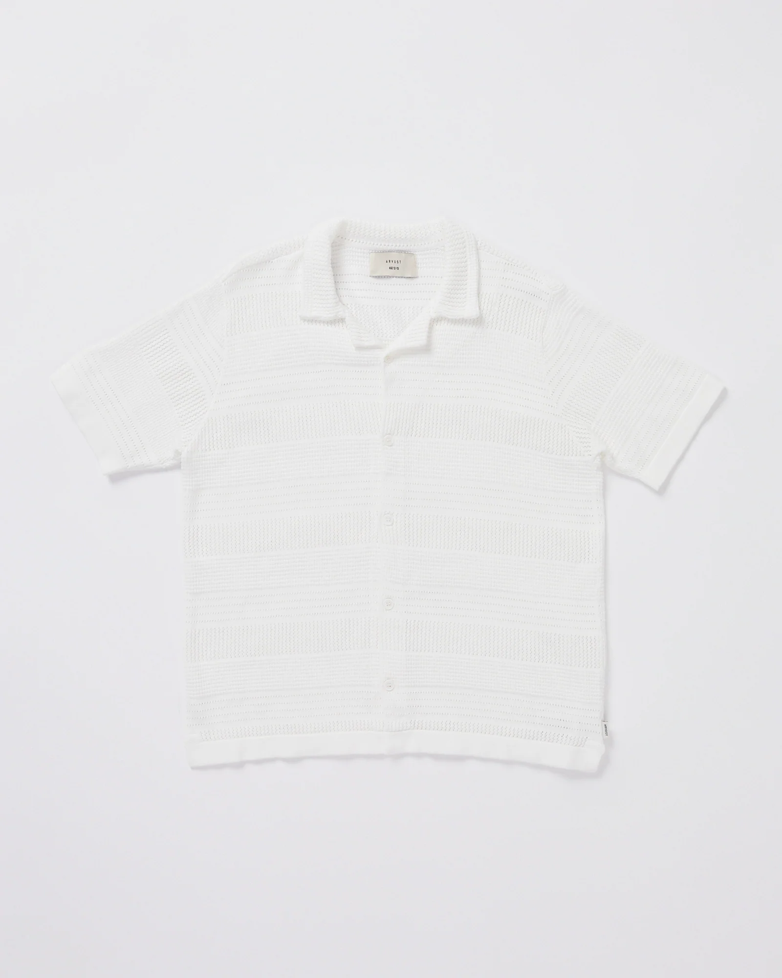 Teen Boys Fugar Knitted Short Sleeve Resort Shirt in White