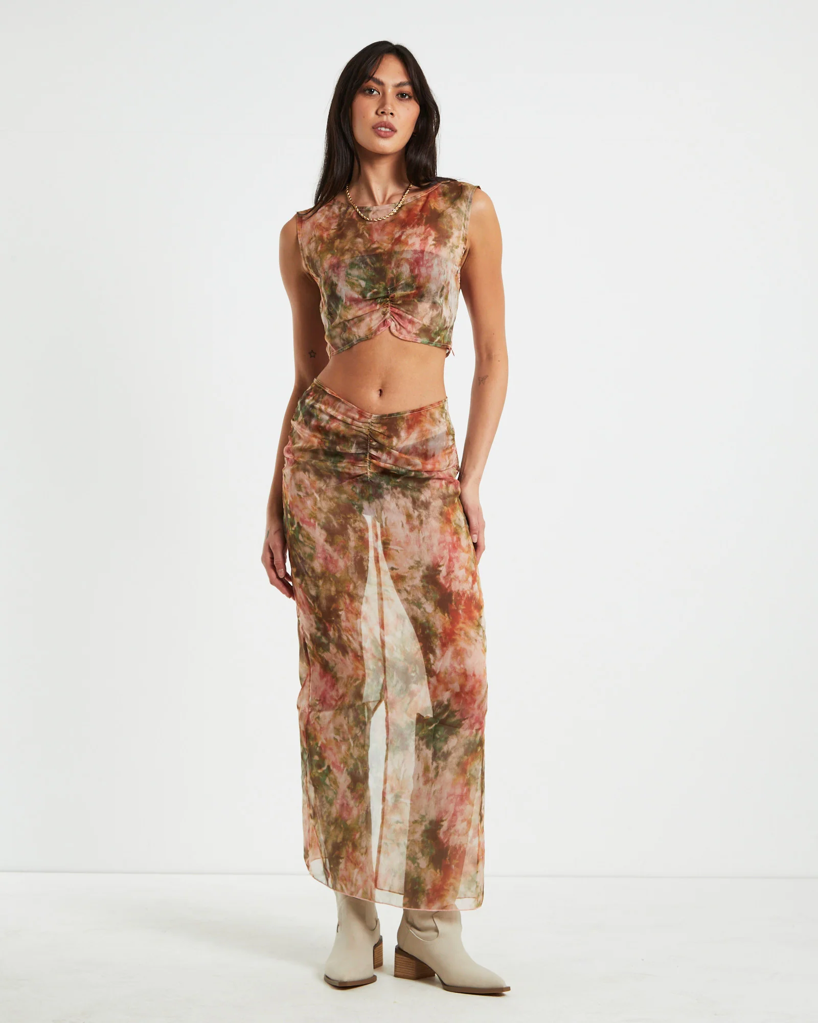Tibby Tie Dye Gather Front Top in Assorted - Image 3