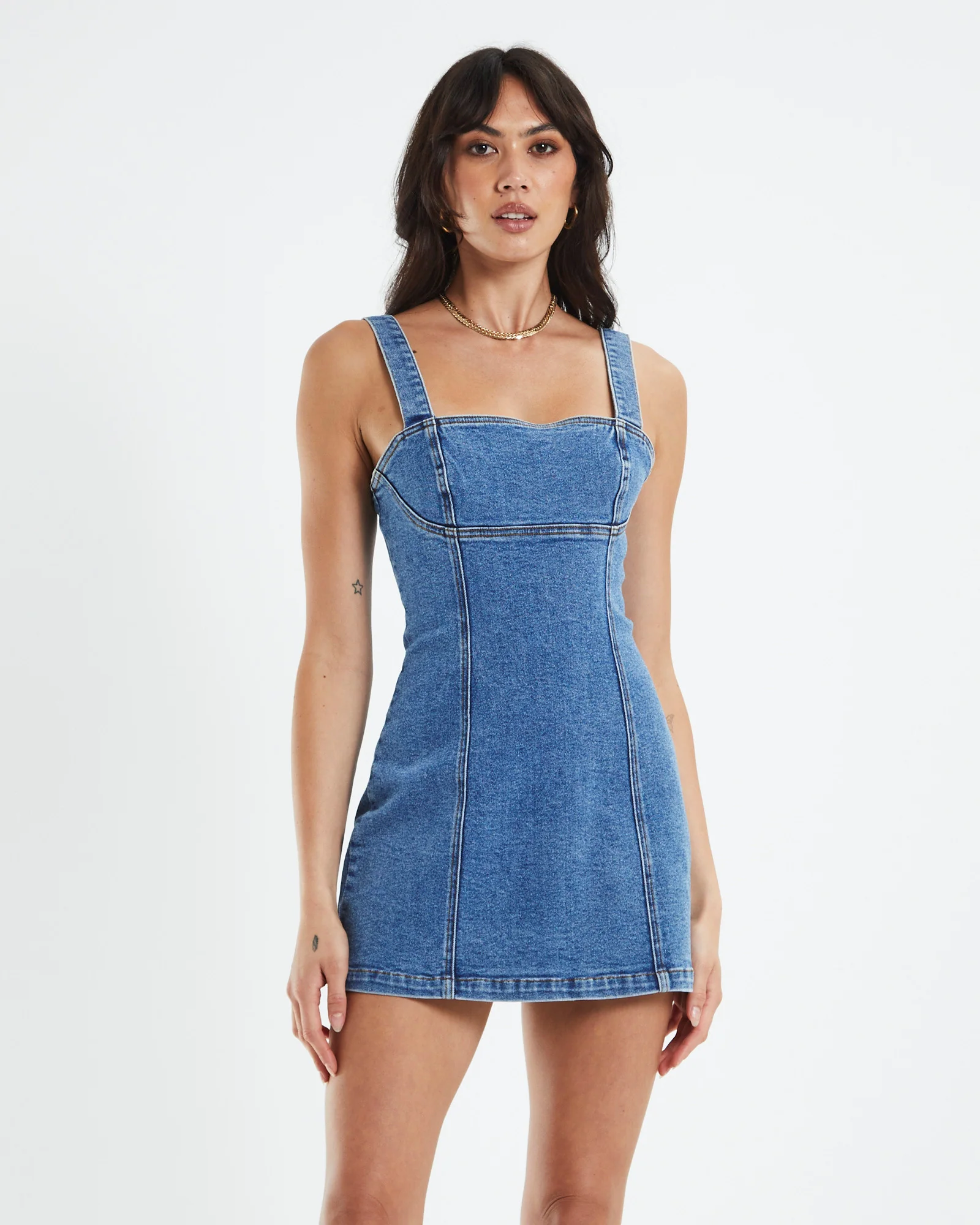Vera Denim Corset Mini Dress Mid 90s Blue