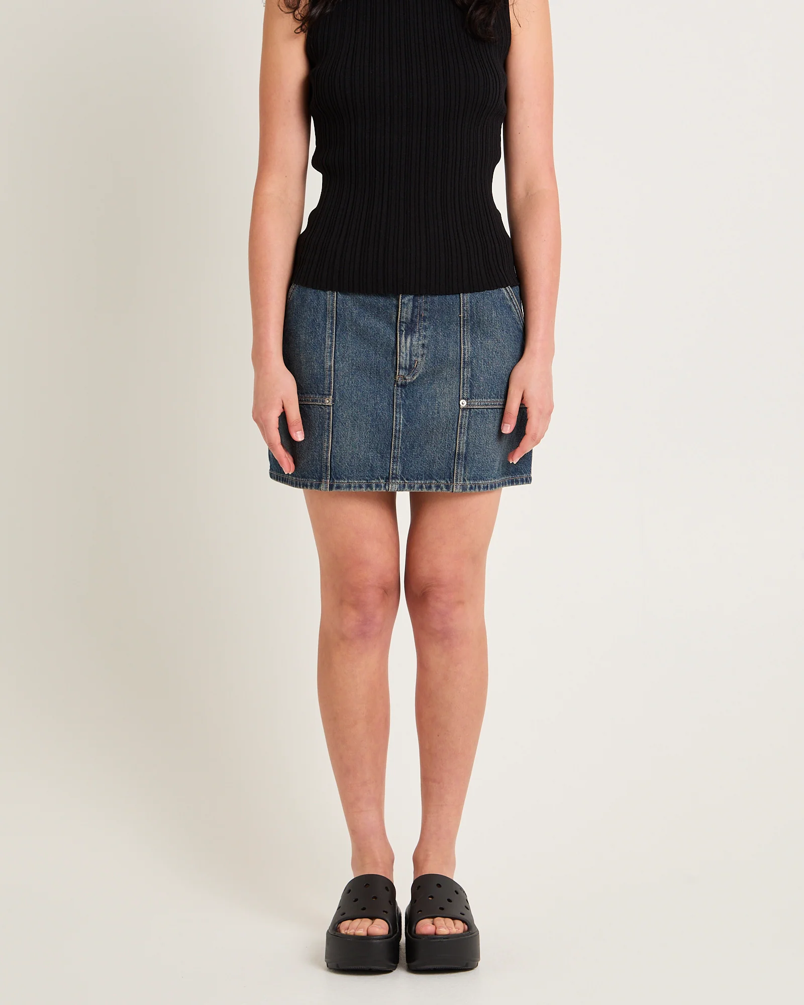 Worker Denim Mini Skirt